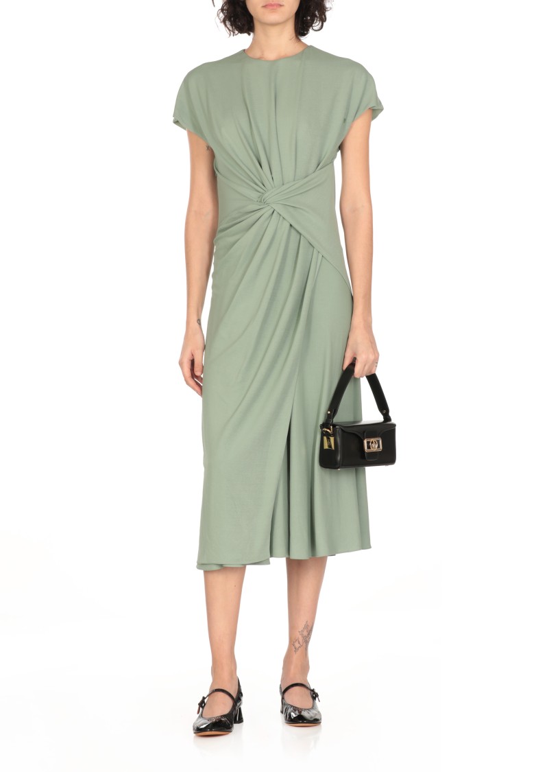 Lanvin Green Robe Viscose Midi Dress In Green