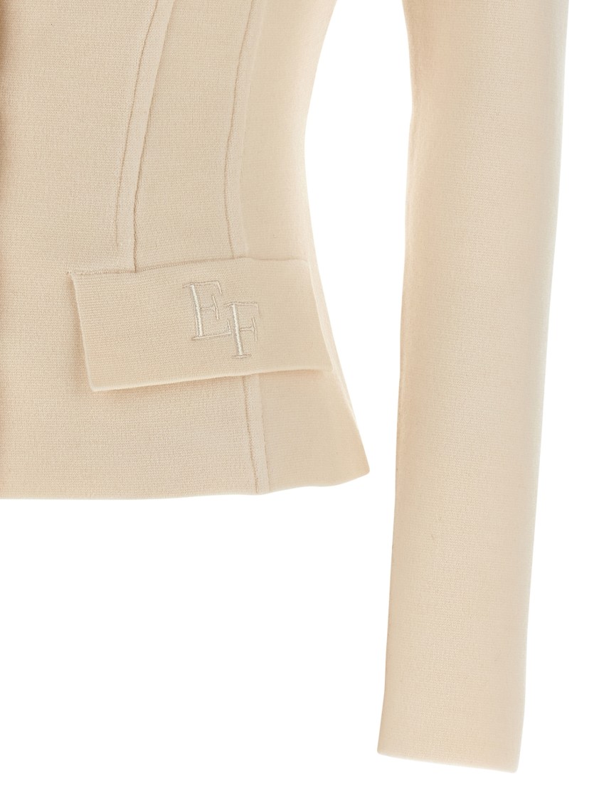 Elisabetta Franchi Fabric-stitch Wool Blazer Blazers White In Neutral