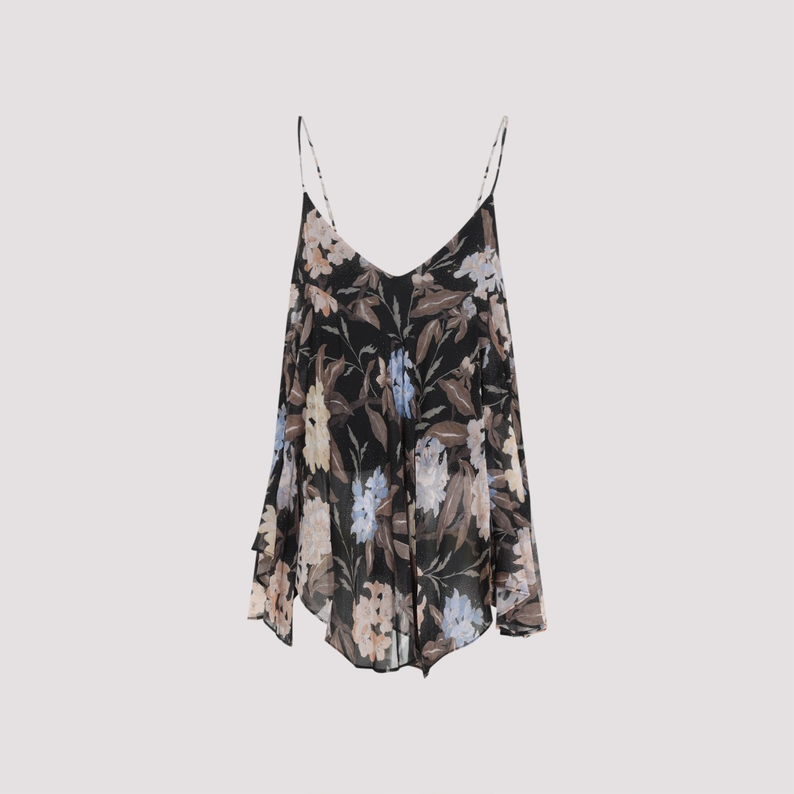 Zimmermann Black Floral Print Topwear In Black