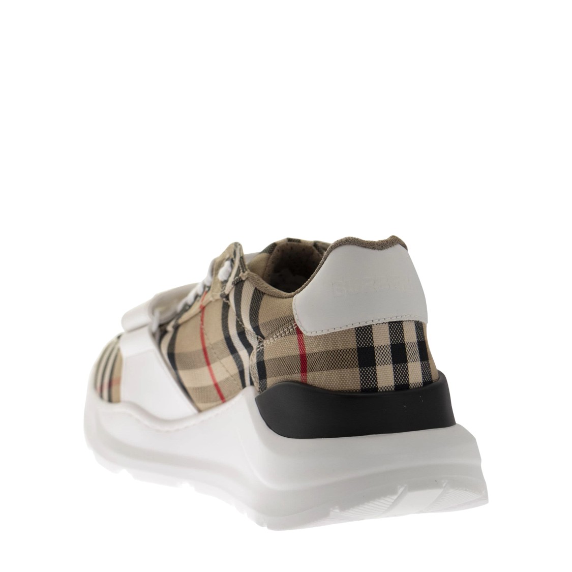 Burberry Vintage Check-pattern Touch-strap Sneakers In White