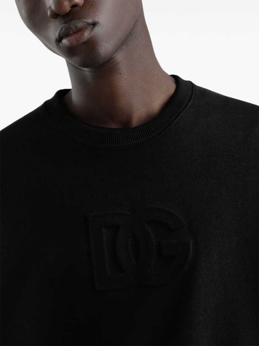 Dolce & Gabbana Logo Embossed Jersey Sweatshirt In Black