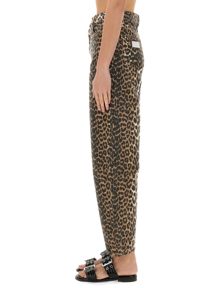 Ganni Cotton Pants In Brown
