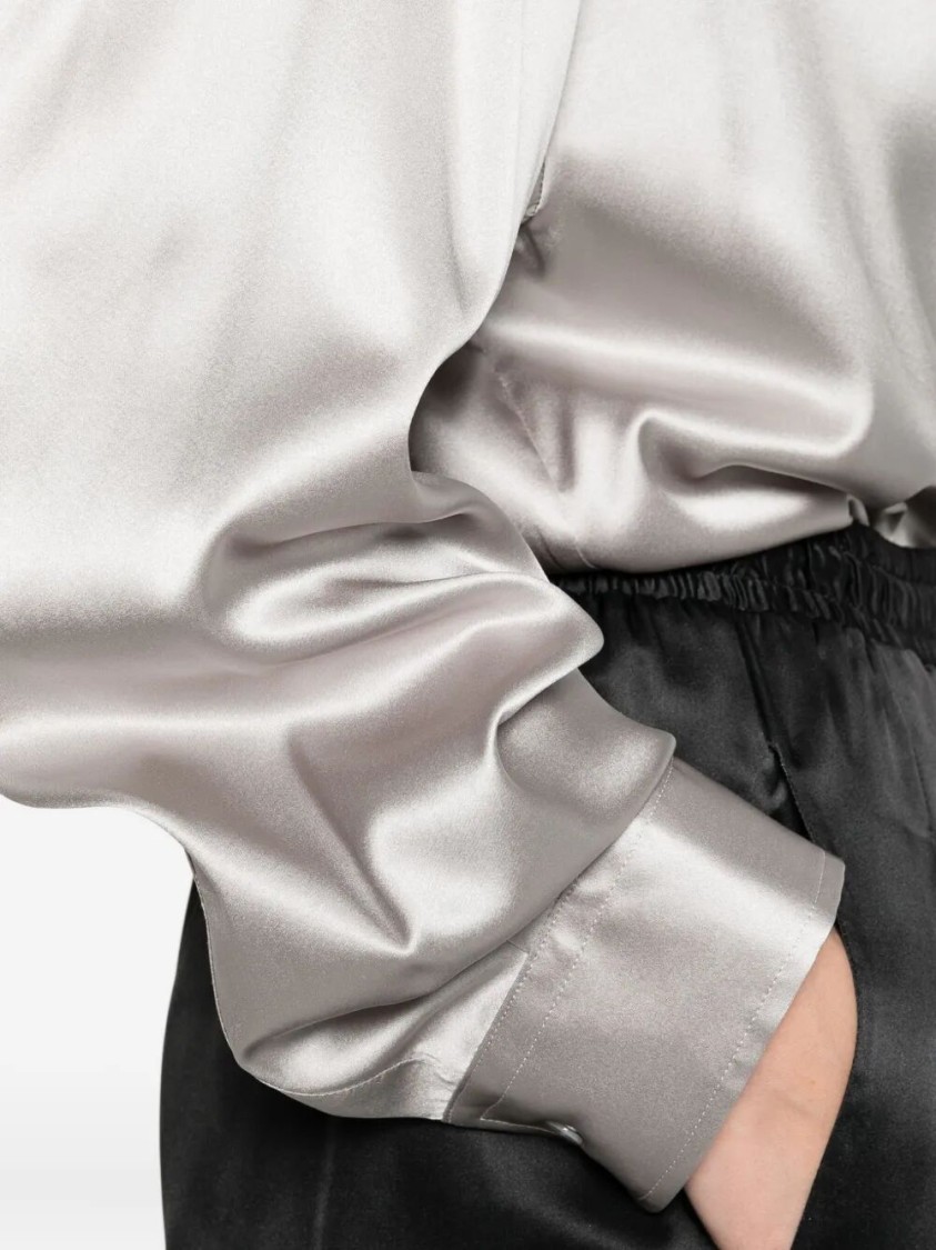 Ermanno Scervino Lustrous Silk Button-up Shirt In White