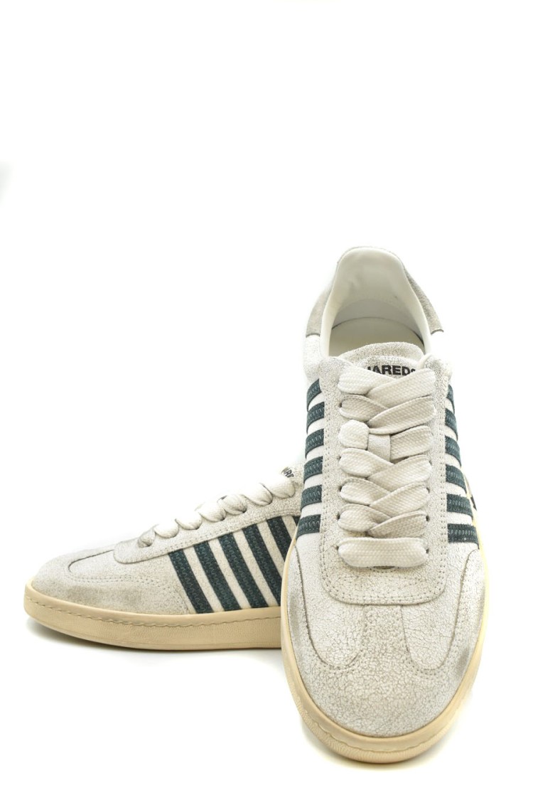 Dsquared2 Multicolor Leather Sneakers With Contrasting Stripes In White