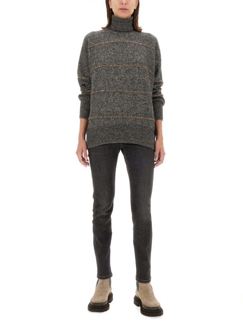 Shop Brunello Cucinelli Turtleneck Shirt In Grey