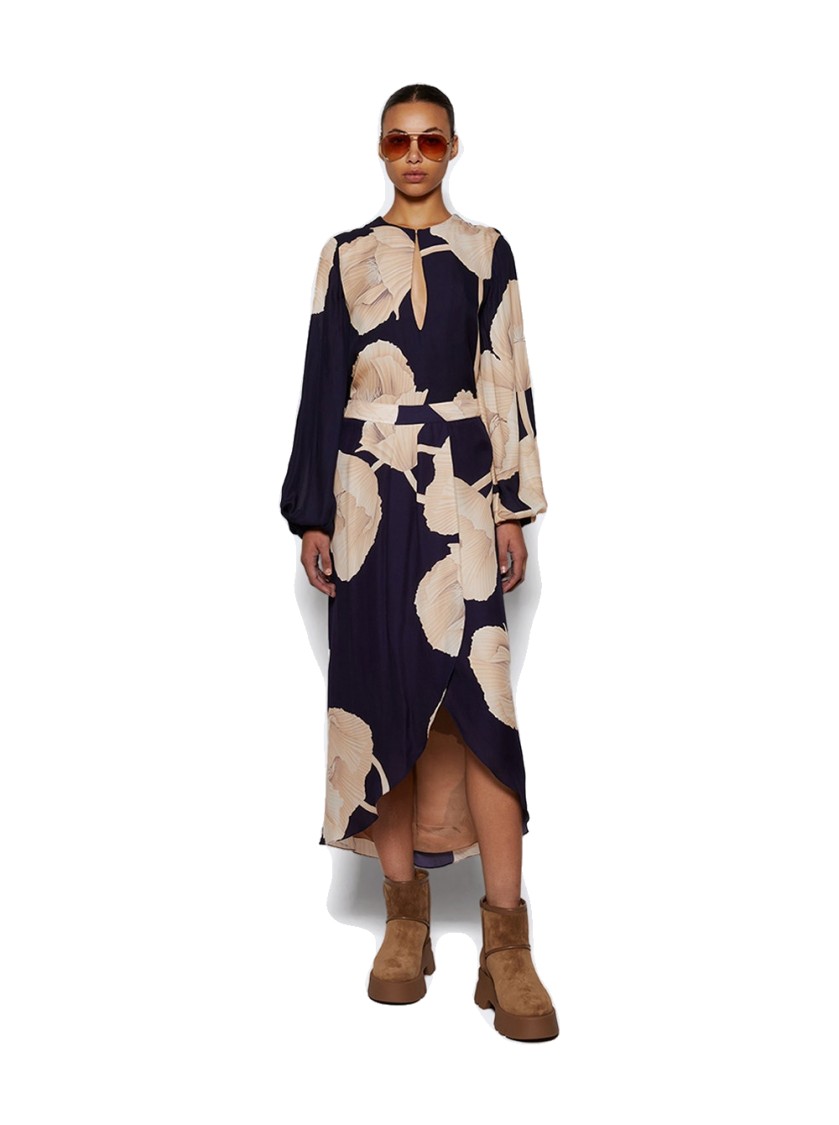 Johanna Ortiz Gotas Florales Long Sleeve Top In Navy In Black
