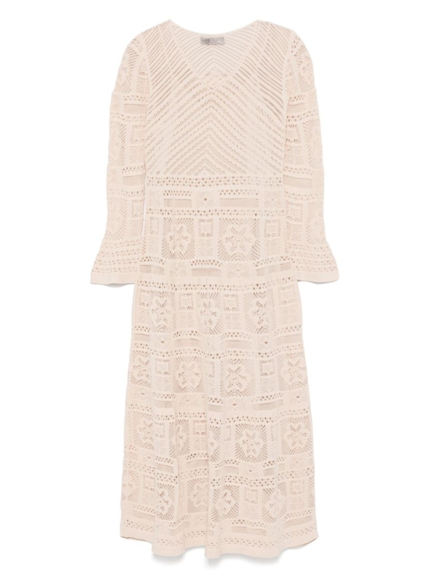 D Exterior D.exterior Beige Long Dress With Lace And Slip Dress In Neutral