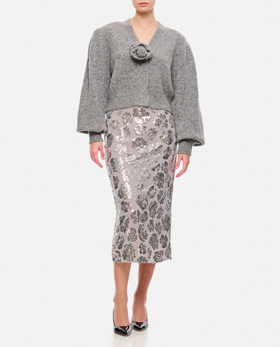 Rotate Birger Christensen Sequin Chiffon Skirt In Silver