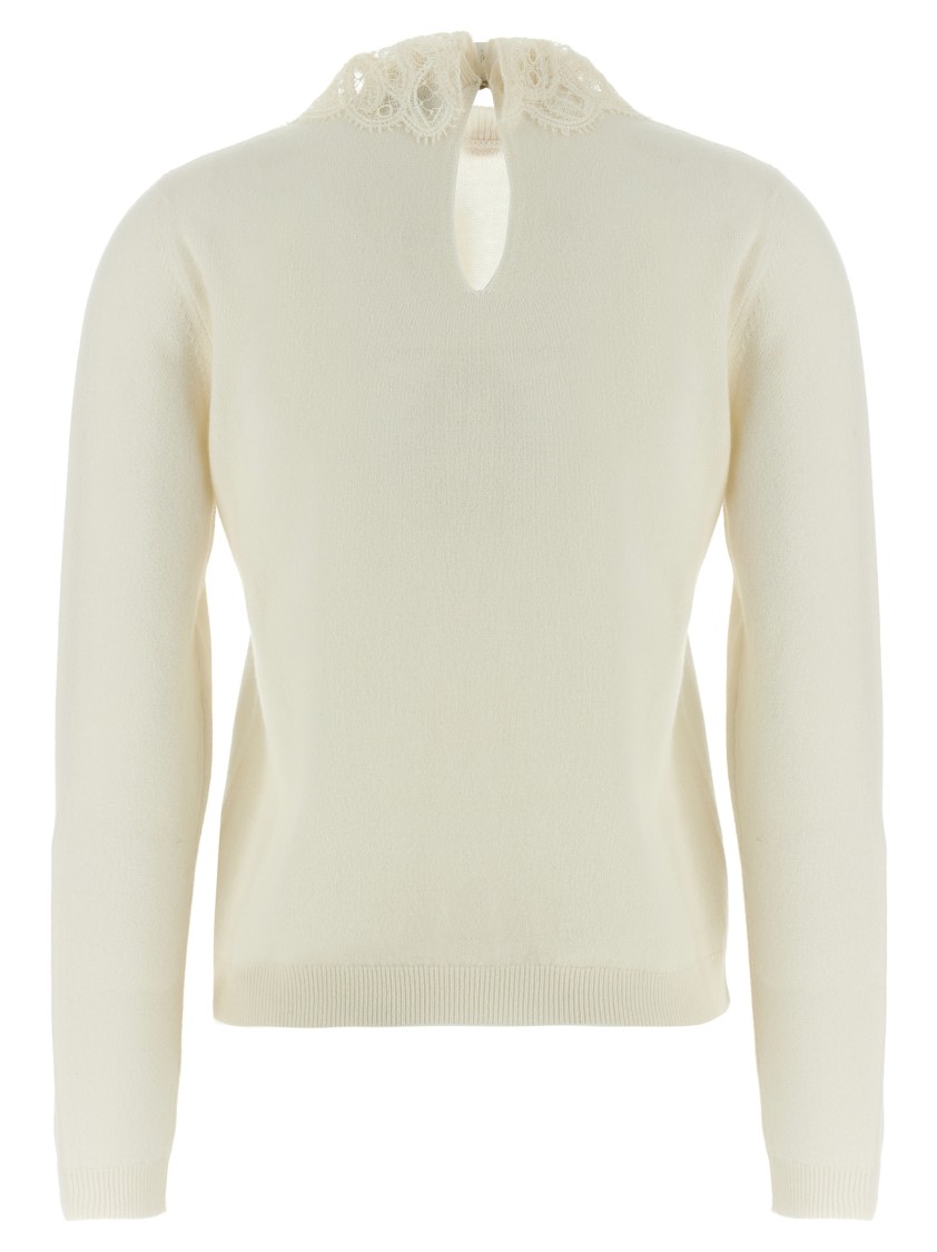Fabiana Filippi Lace Neck Sweater Sweaters And Cardigans White In White