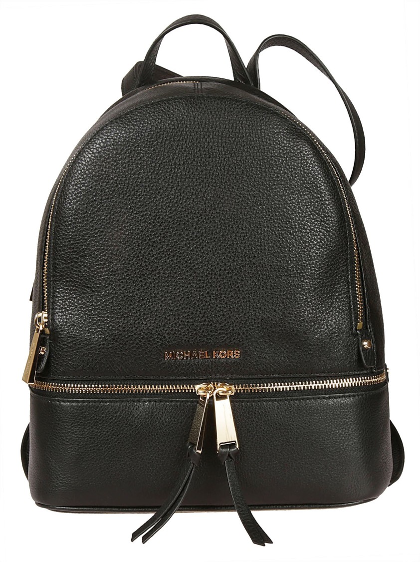 Michael Kors Rhea Zip Textured Leather Backpack In Black