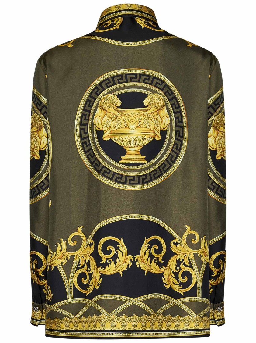 Shop Versace Baroque Print Silk Shirt In Black