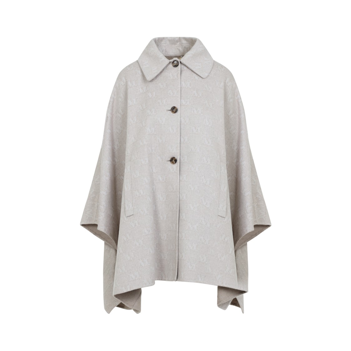 Max Mara Relaxed Silhouette Cape Coat With Embossed Pattern In White