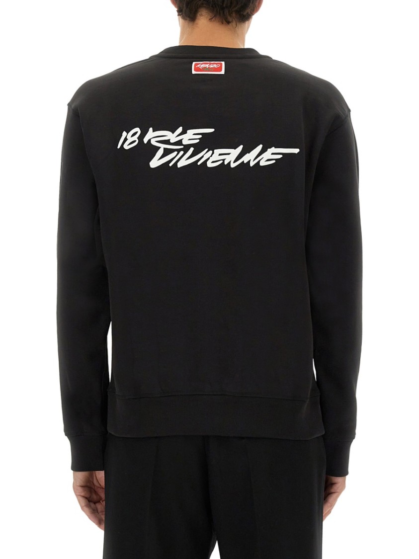 Kenzo Bold Floral Graphic Sweatshirt With Signature Logo In Black