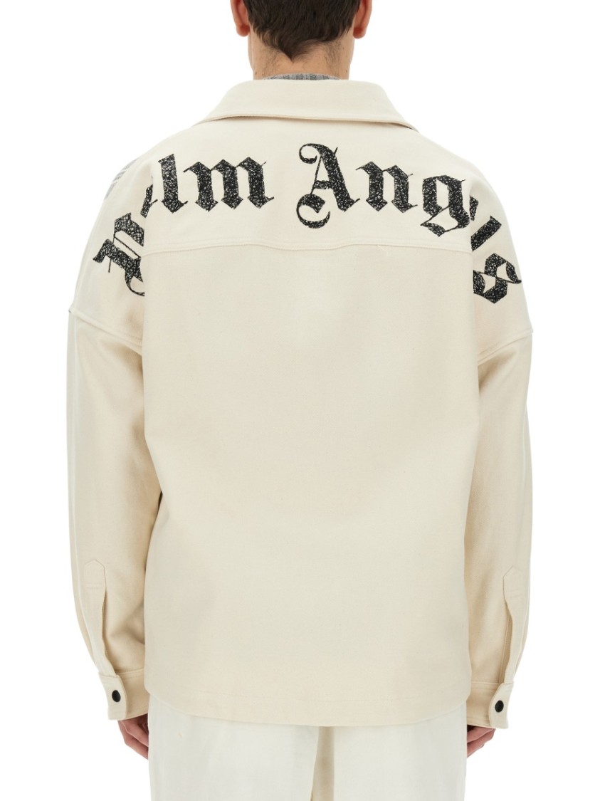 Palm Angels Clour-block Panelled Design Jacket In Neutrals