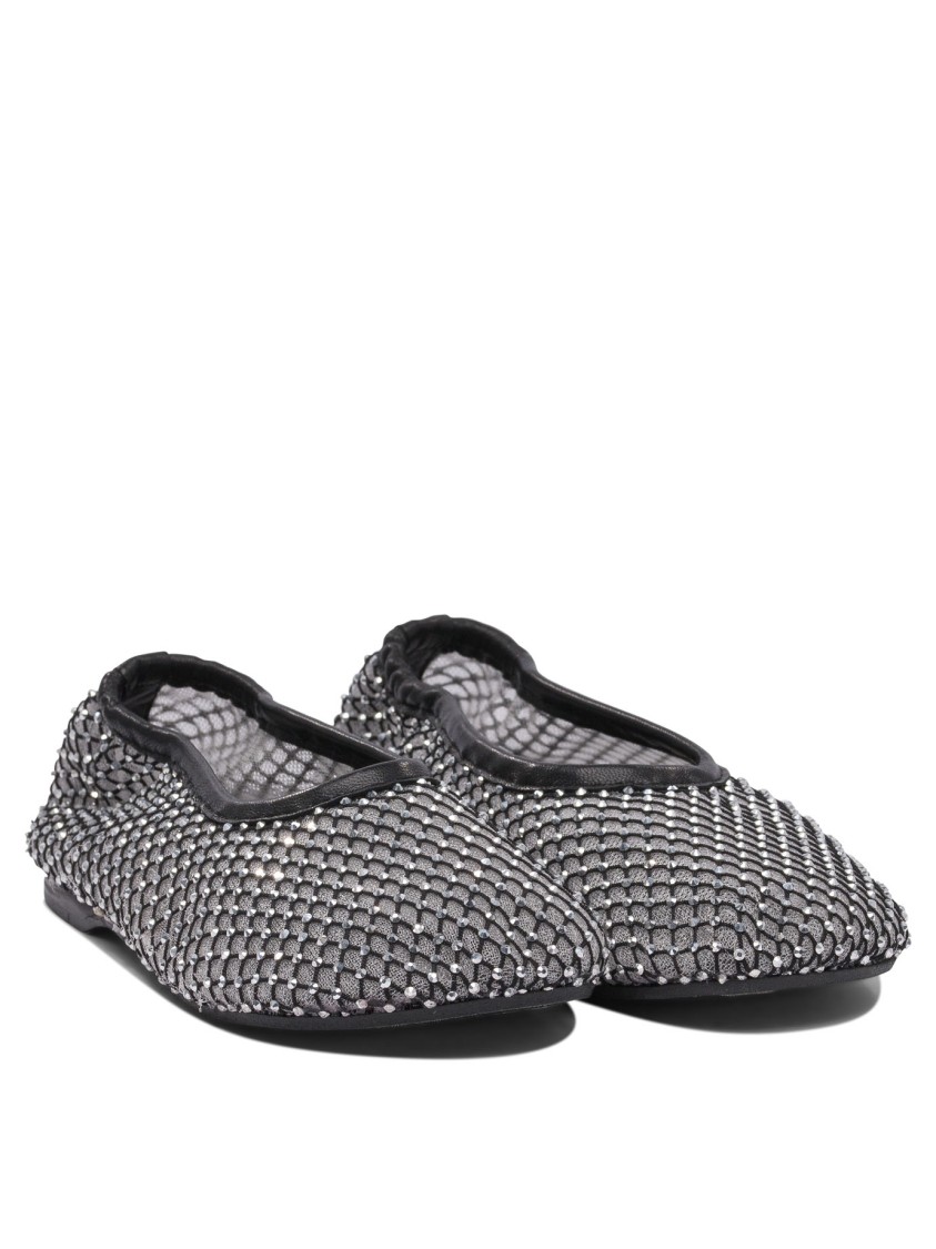 Alohas Pointed Toe Black Ballerinas In Gray