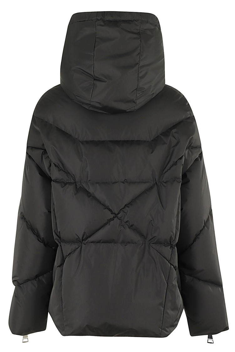 Khrisjoy Black Down Jacket With Branded Drawstring In Black