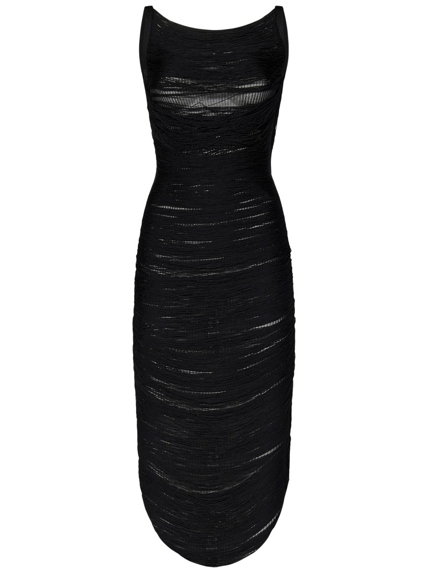 Attico The  Fringed Viscose Blend Knit Midi Dress