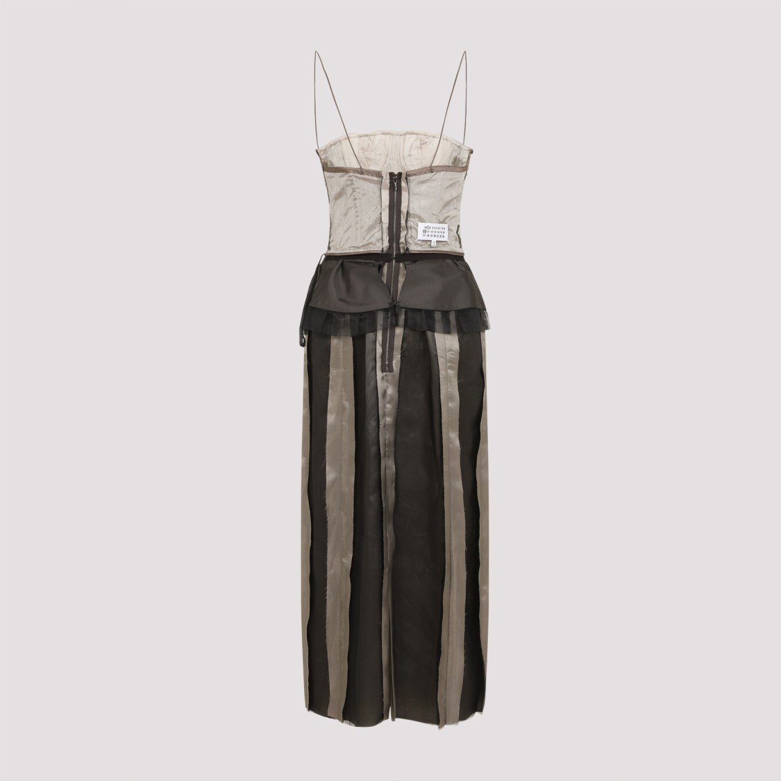 Maison Margiela Multicolor Silk Midi Dress In Black