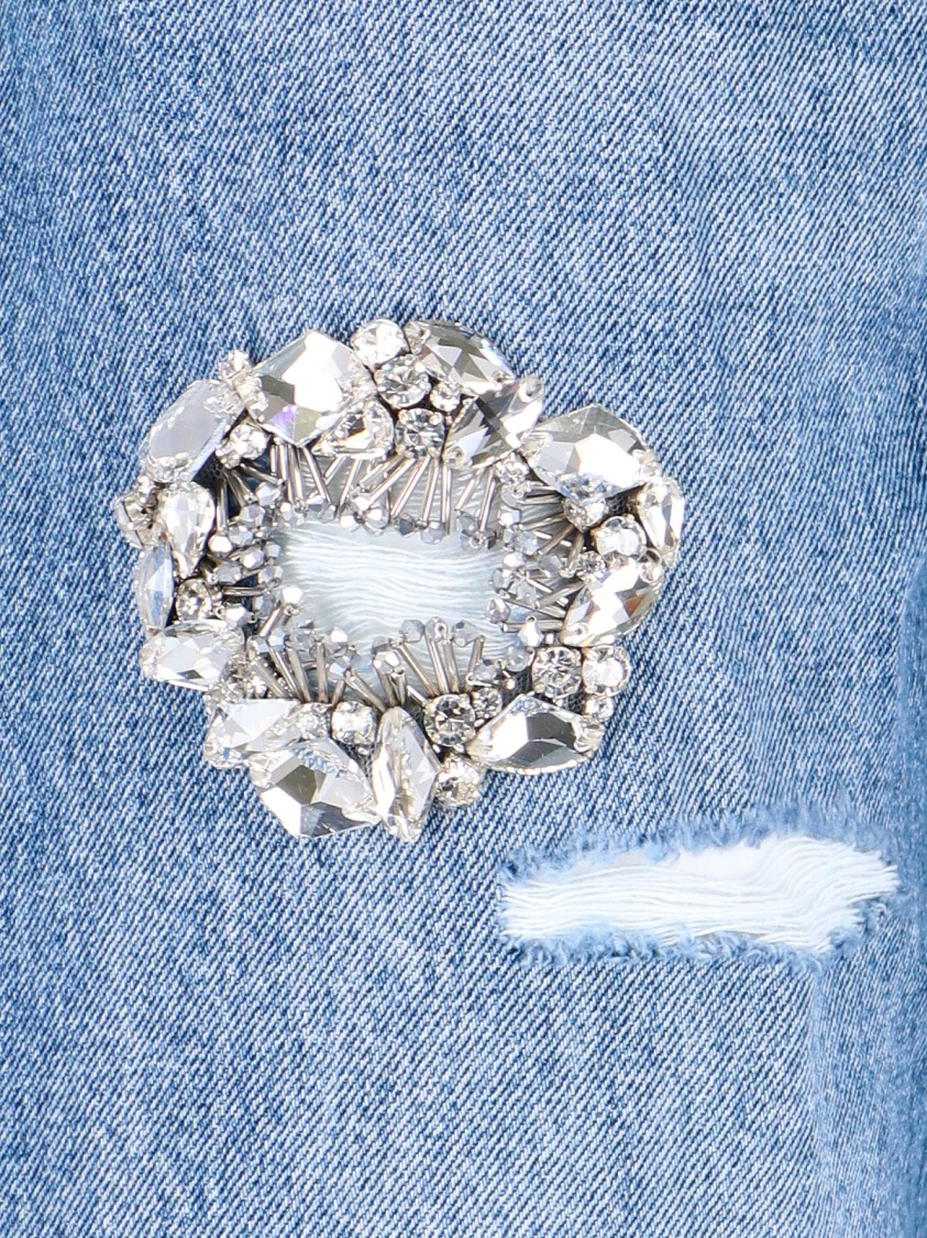 AREA AREA CRYSTAL-EMBELLISHED LIGHT BLUE COTTON JEANS