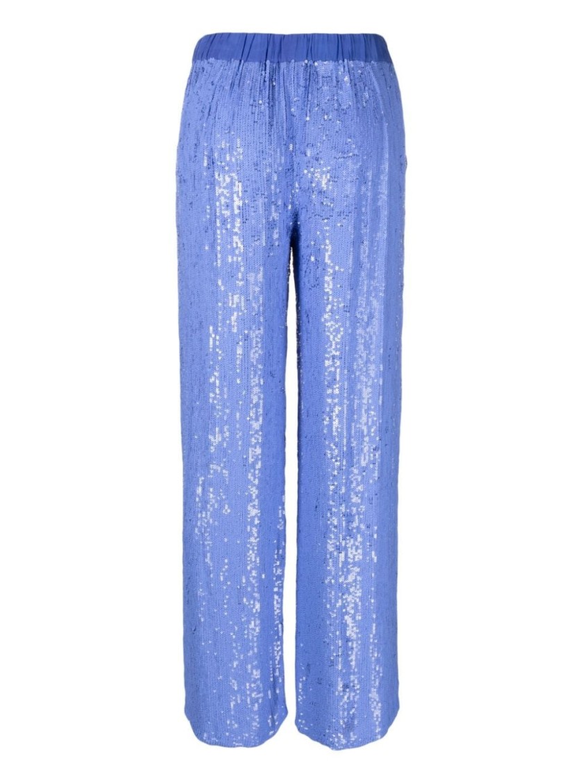 P.a.r.o.s.h . Wide-leg Trousers With Shimmering Sequin Detailing In Blue