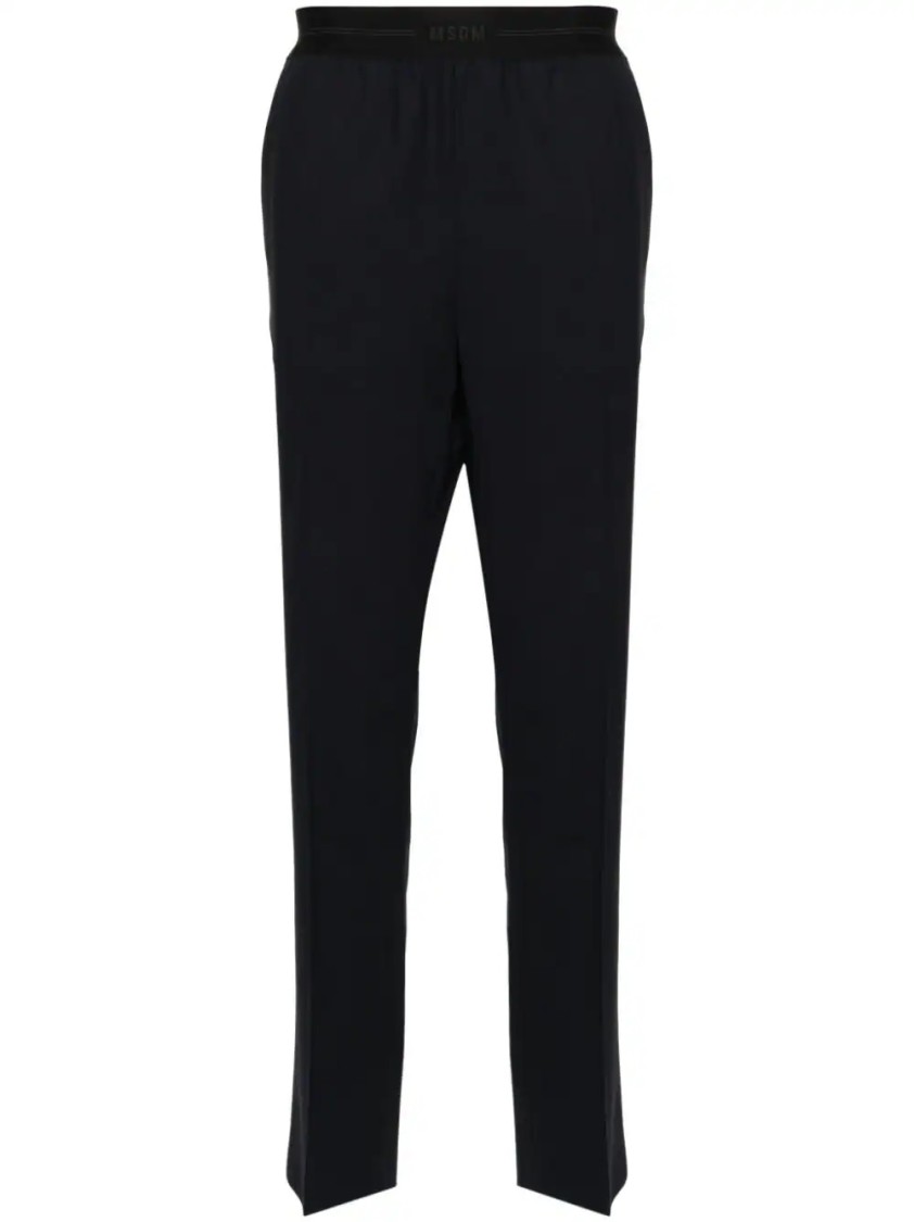 Msgm Tailored Black Trousers With Smooth Finish In Black