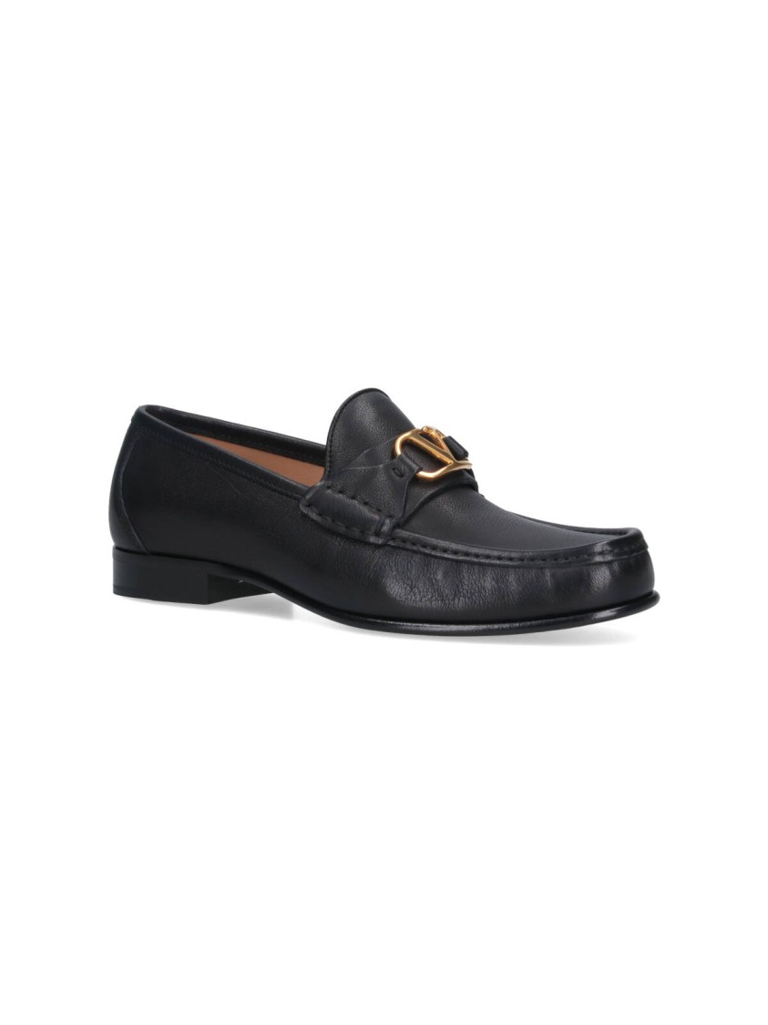 Valentino Garavani Vlogo Signature Loafer With Gold-tone Logo Detail In Black