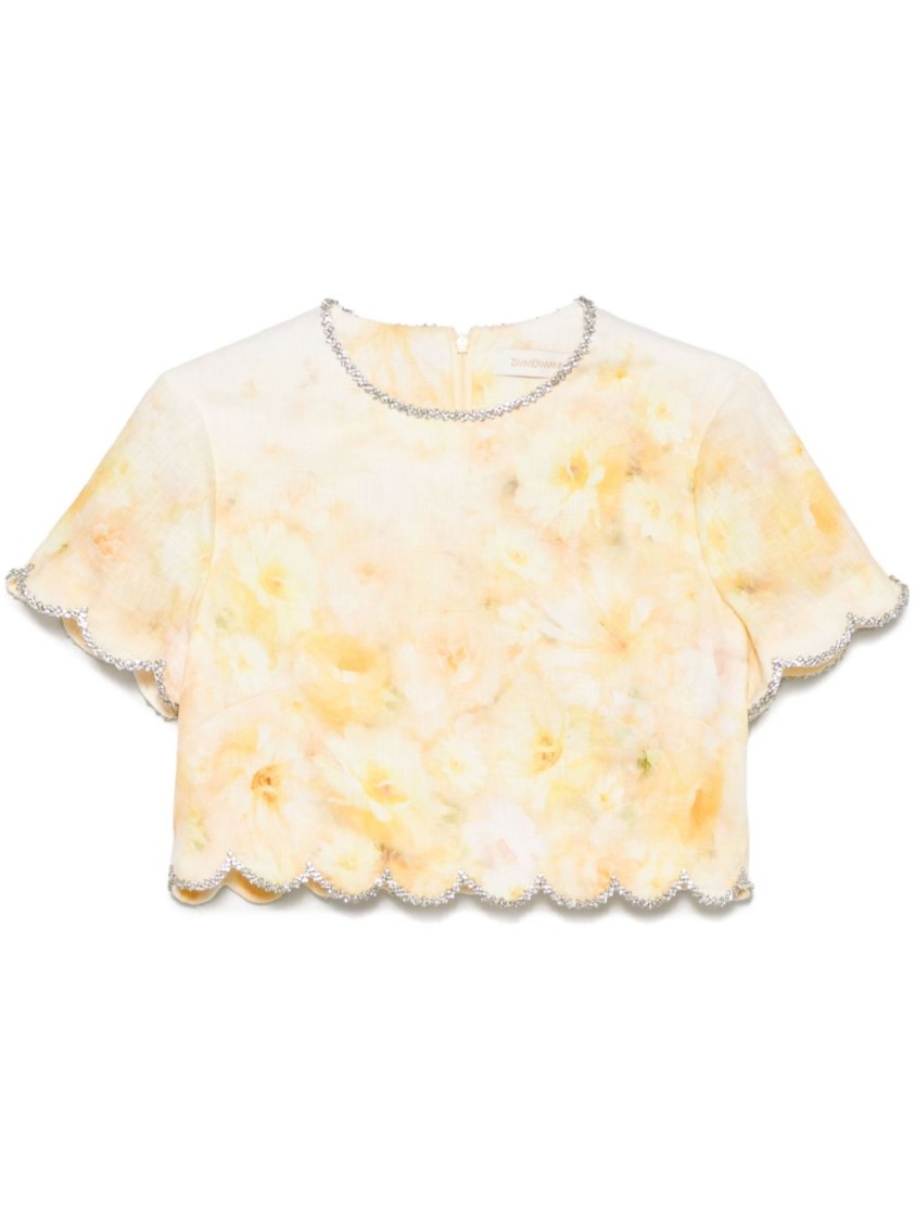 Zimmermann Women Crush Printed Linen Top In Neutrals
