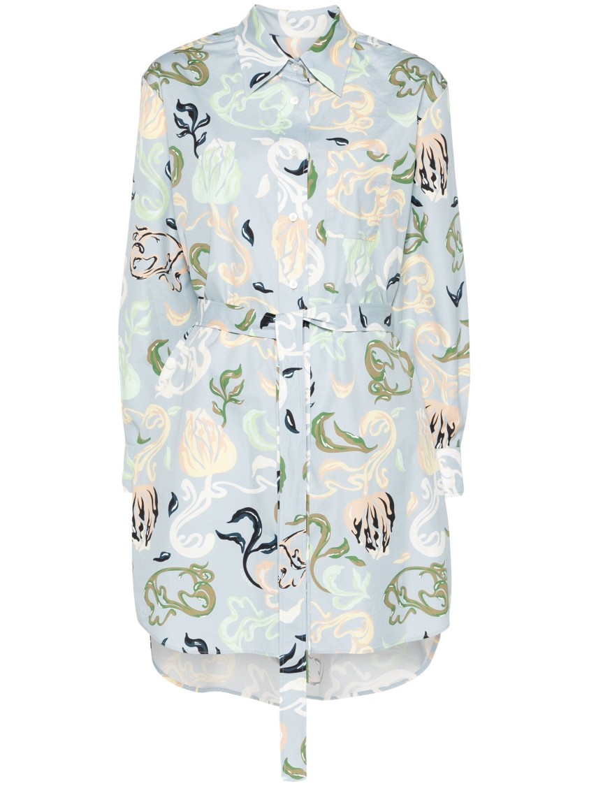 Lanvin Floral-print Mini Dress In Blue