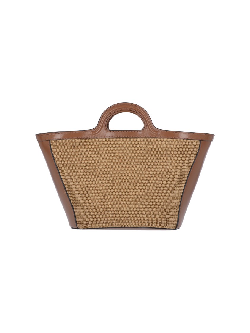 Marni Mini Two-tone Leather And Raffia Tropicalia Handbag