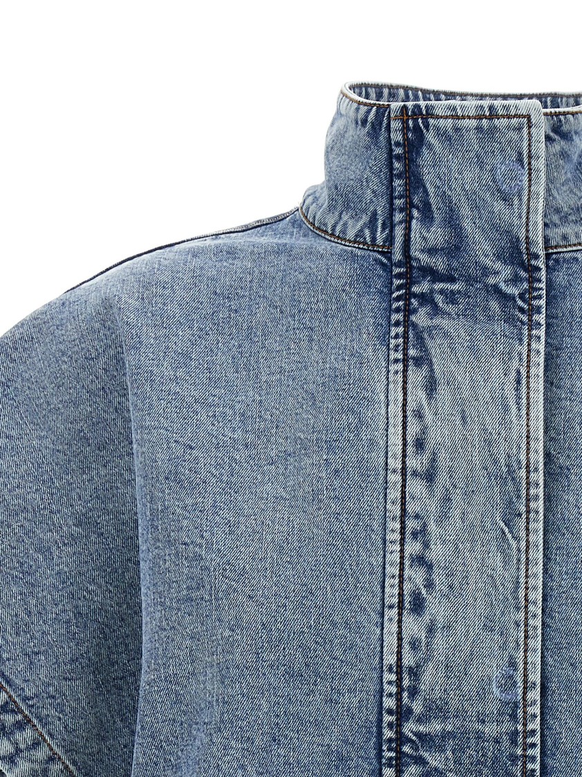 Fabiana Filippi Marbled Denim Cape With Adjustable Drawstring