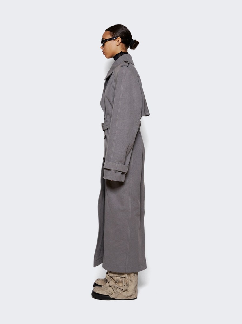 Attico The Structured Grey Canvas Trench Coat