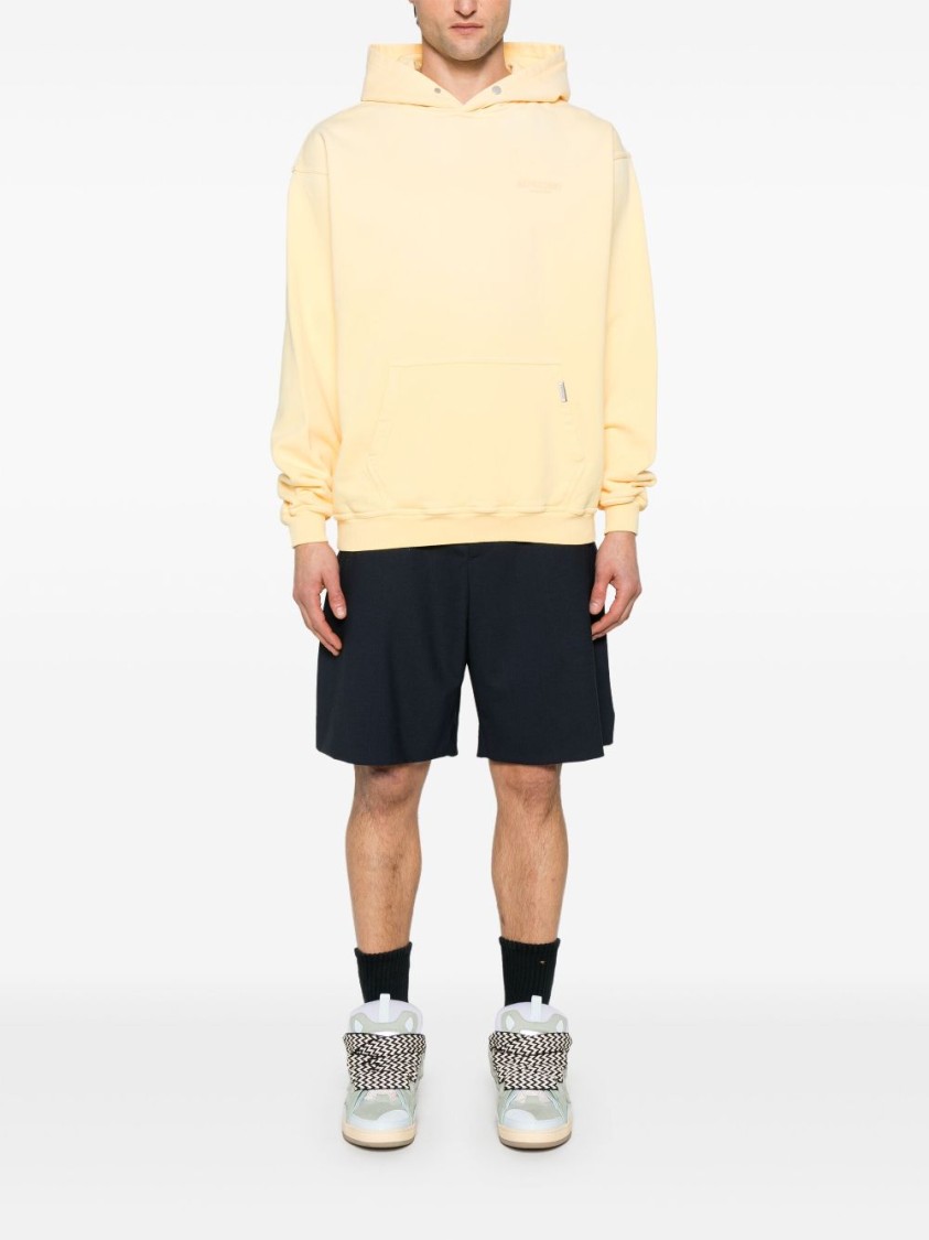 Msgm Knee-length Tailored Blue Shorts In Black