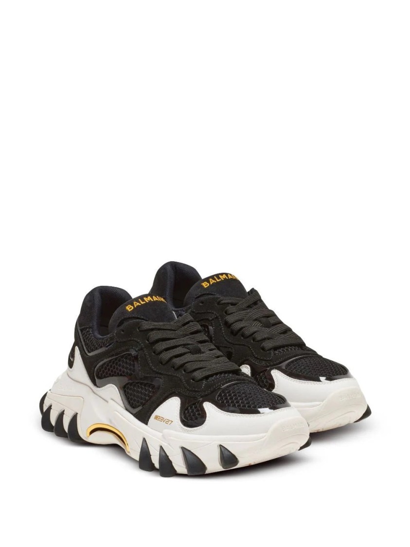 Balmain Rubberized Black Trainers In Black