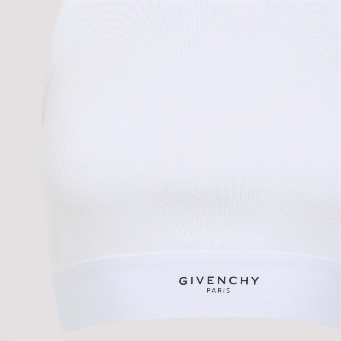 Givenchy White Ribbed Stretch Cotton Cropped Tank Top In White