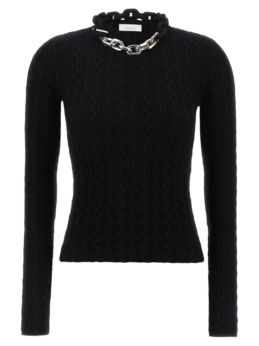 Rabanne Chain-collar Wool-cashmere Sweater In Black