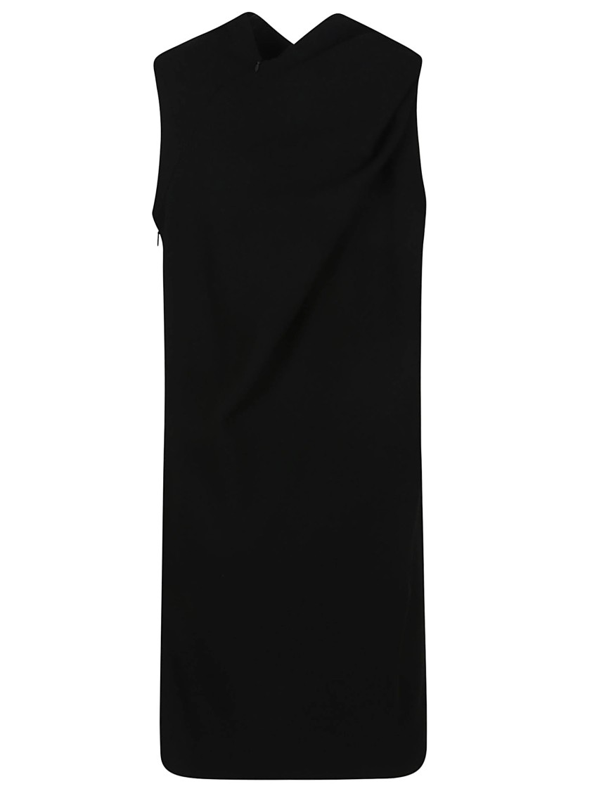 Alexander Mcqueen Draped One Shoulder Sleeveless Dress In Black