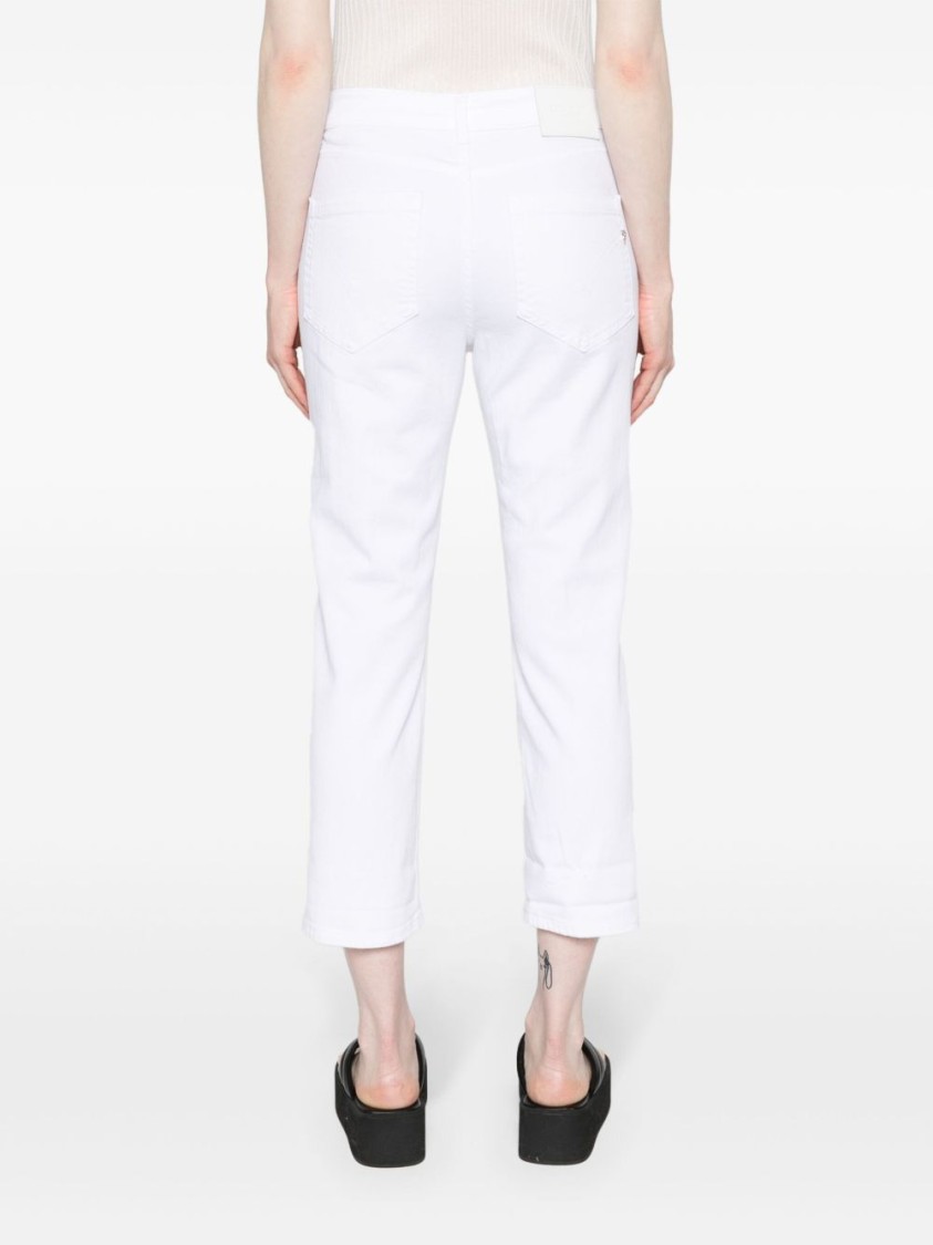 Dondup Cropped Cotton-blend Denim Jeans With Button Detailing