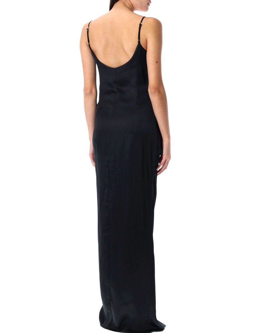 Shop Attico The Satin Long Dress In Black