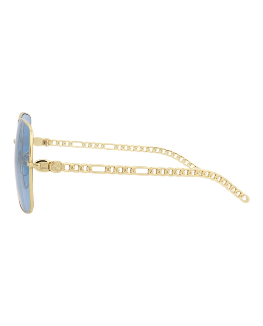 Gucci 61mm Square Sunglasses With Chain In Gold
