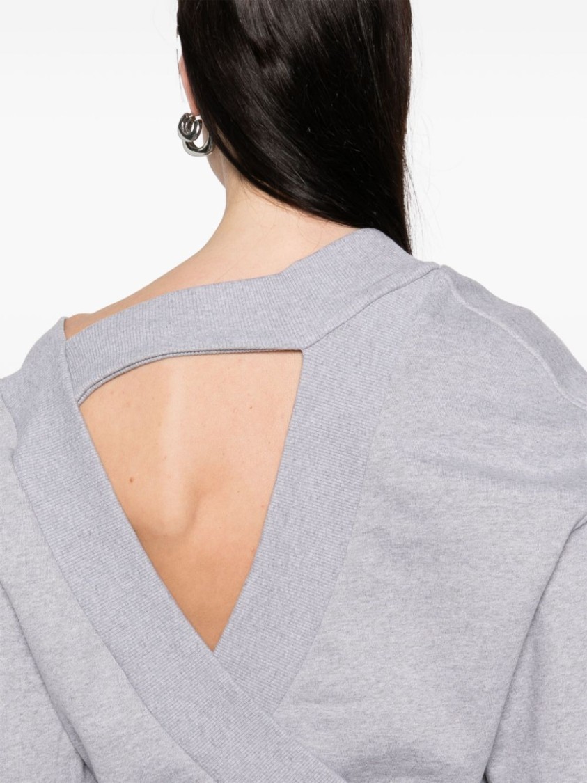Attico Grey Cotton Logo Sweatshirt In Grey