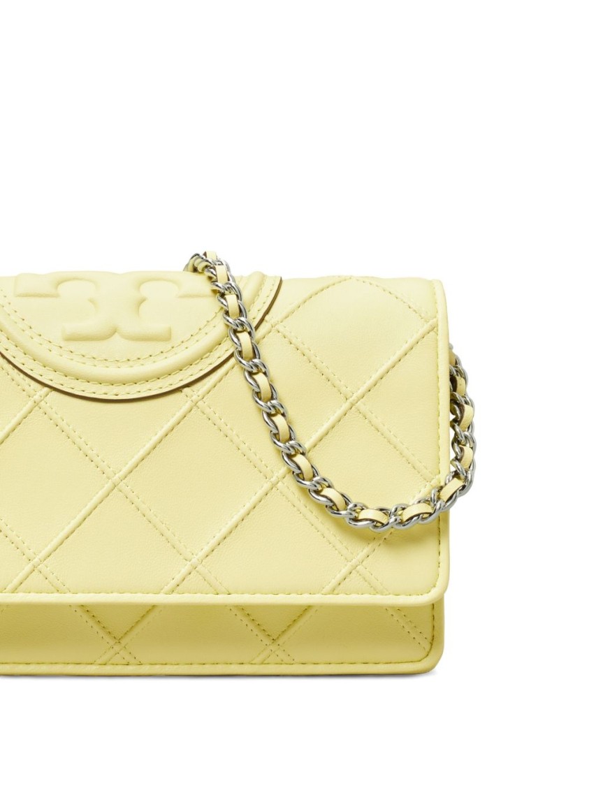 Tory Burch Quilted Shoulder Bag In Yellow Lambskin In Yellow