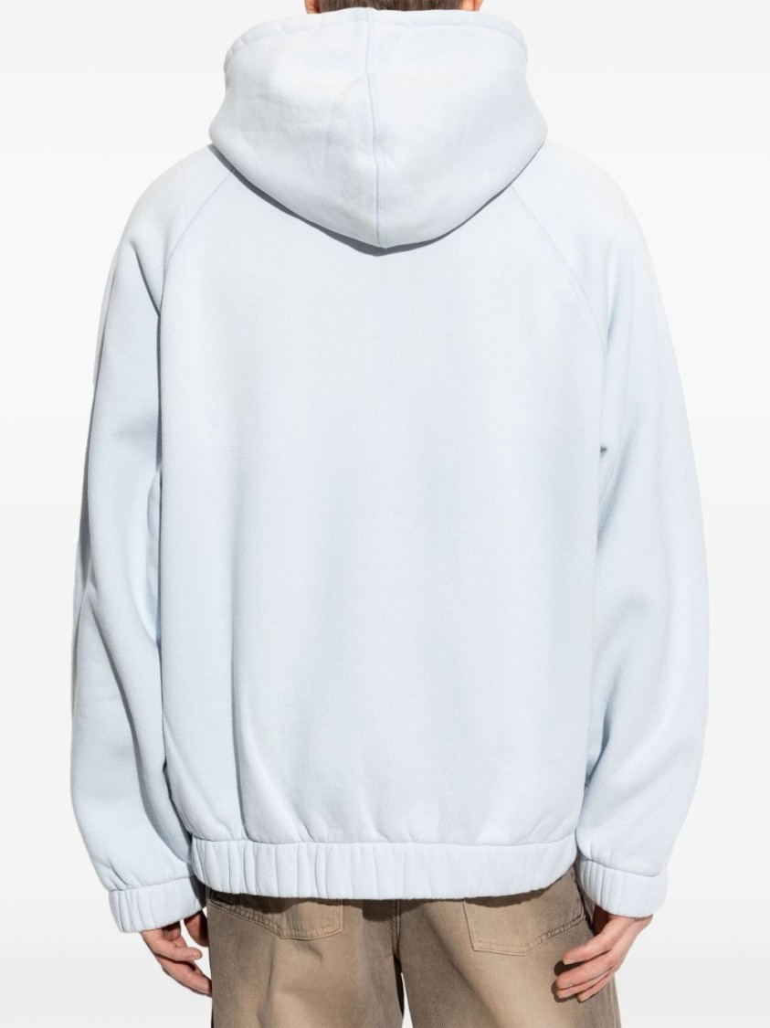Misbhv Cotton Sweatshirt In Light Blue With Zip Fastening