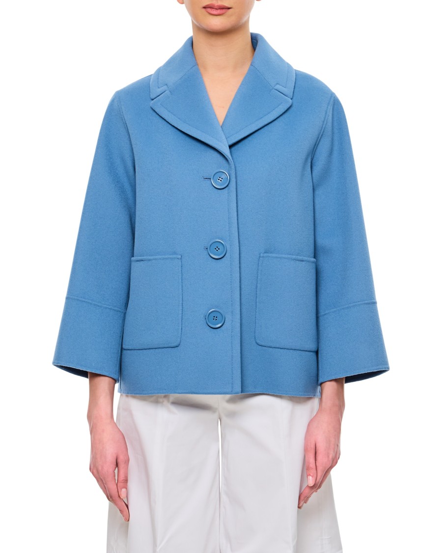 Max Mara Windsor Double Breasted Short Coat In Blue