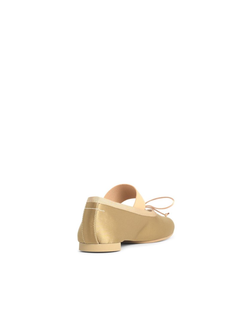 Shop Mm6 Maison Margiela Mm6 By Maison Margiela Beige Polyester Ballet Flats In Neutrals