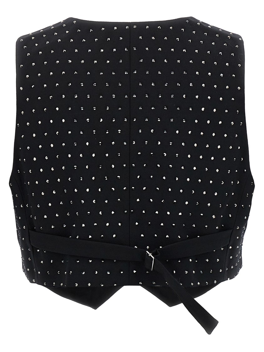 The Andamane Crystal V-neck Studded Waistcoat In Black