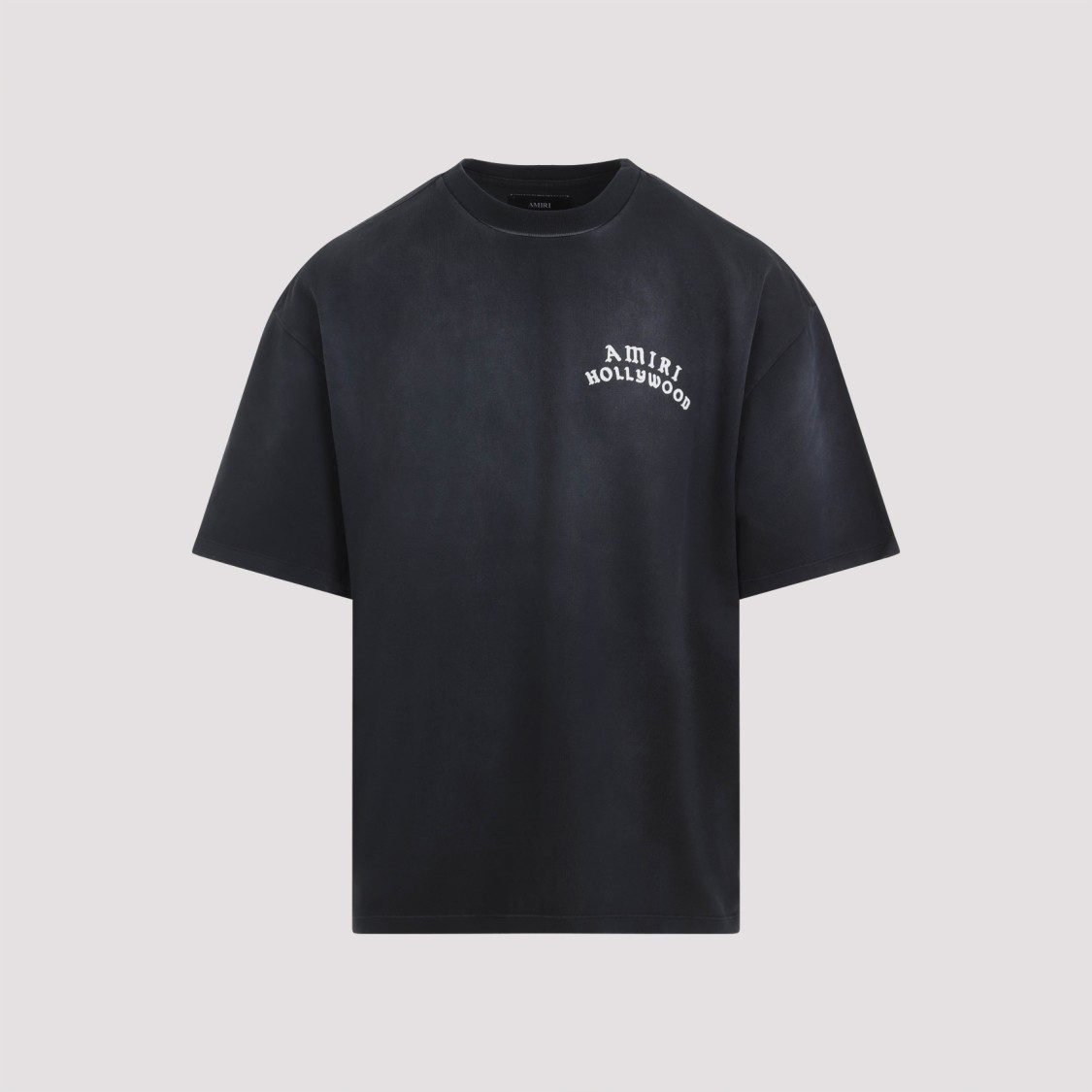 Amiri Black Crewneck T-shirt With Logo Lettering On Front And Rear