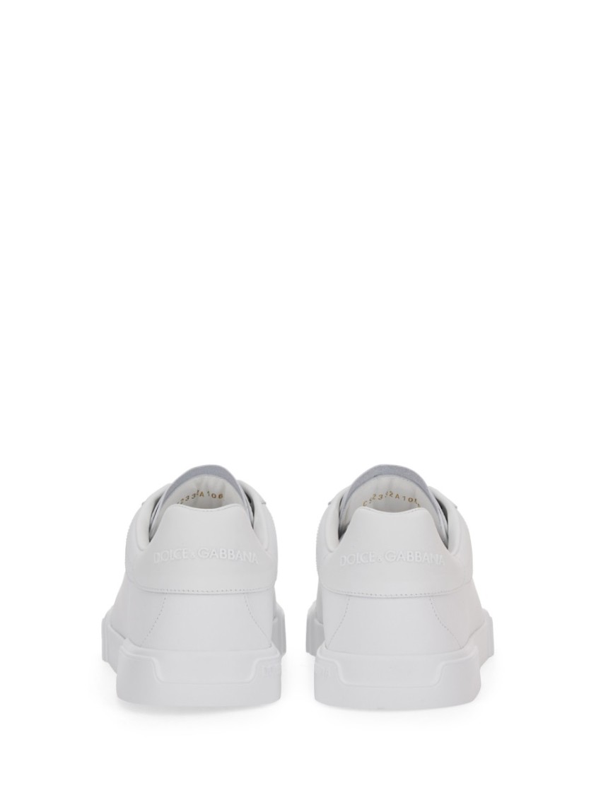 Dolce & Gabbana Portofino Calfskin White Sneakers