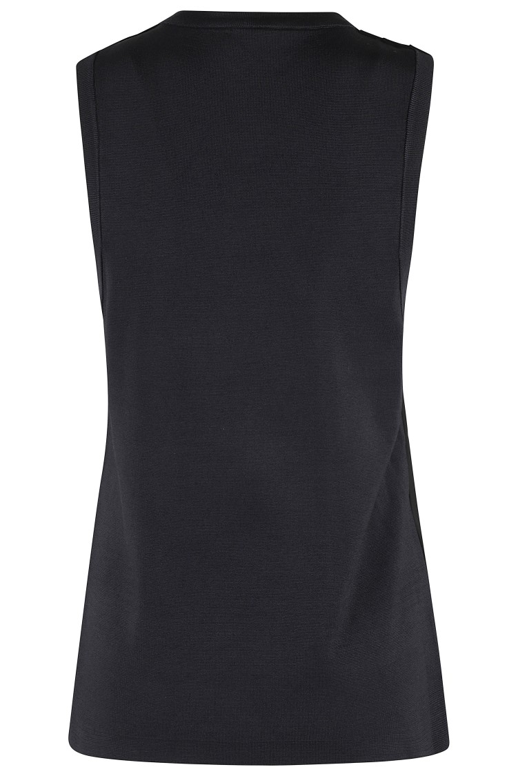 Simkhai Crossover Neckline Satin-finish Top With Textured Knit Back In Black