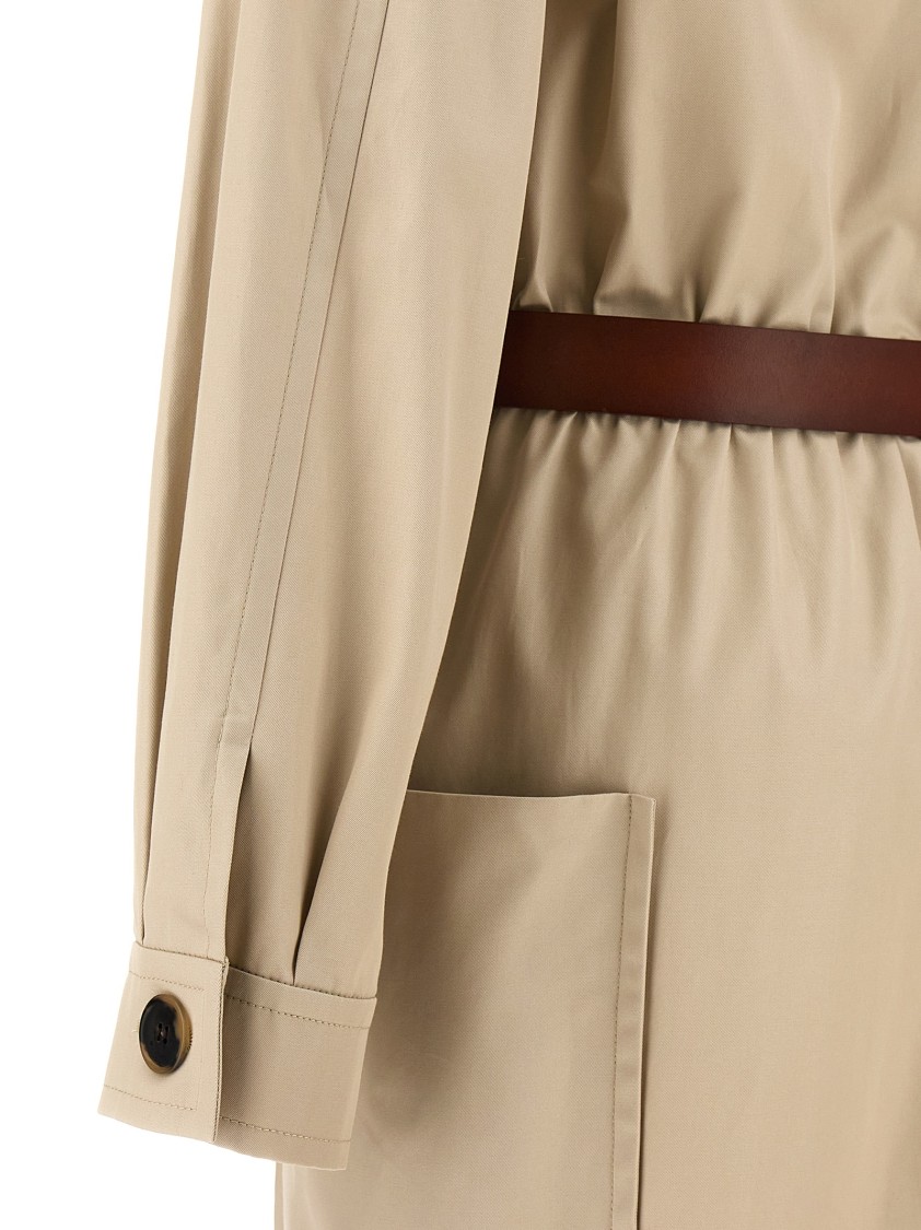 Saint Laurent Utility Dress With Belted Waist And Pockets In Neutral
