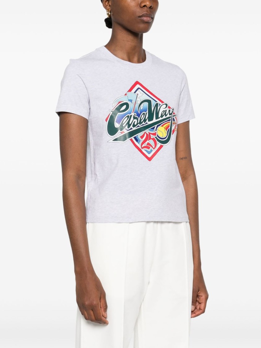 Casablanca Womens Casa Way World Series Printed Cotton-jersey T-shirt Grey